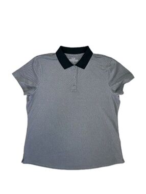 Vineyard Vines Womens Performance Polo Shirt Size L Gray/Navy Blue Golf Preppy